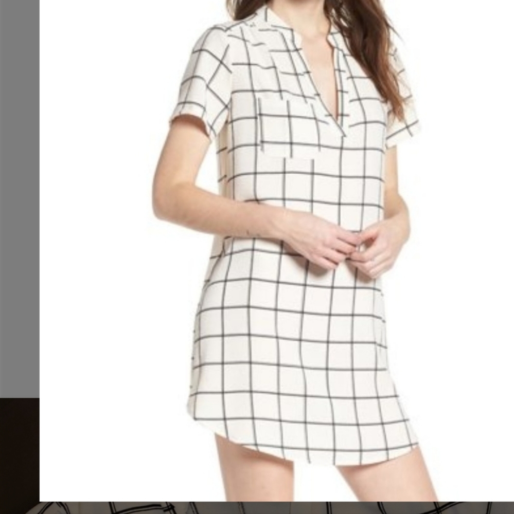 Lush _ Black Ivory Windowpane Dress